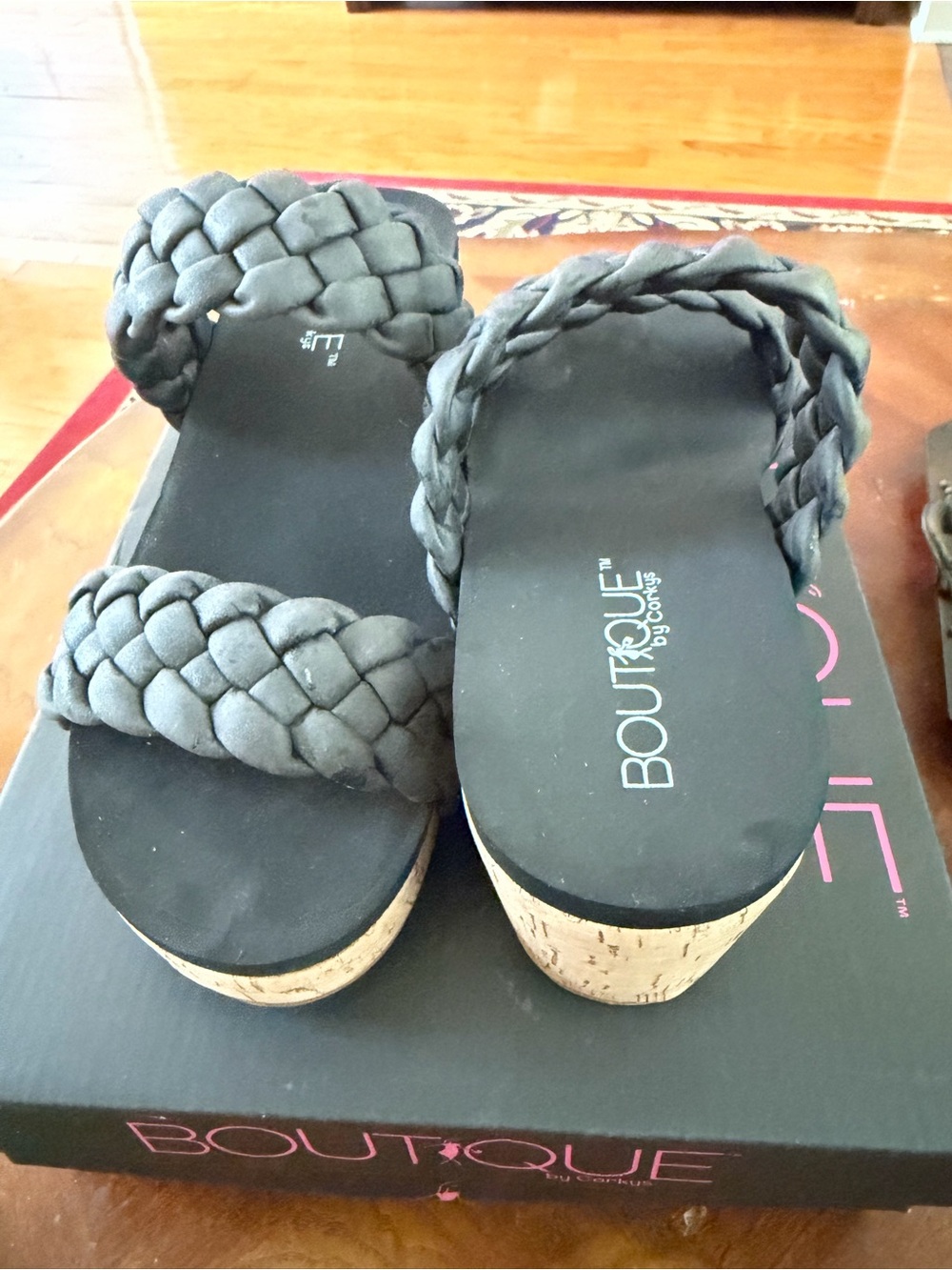 Corkys Boutique Gray Braided Cork Platform Sandals